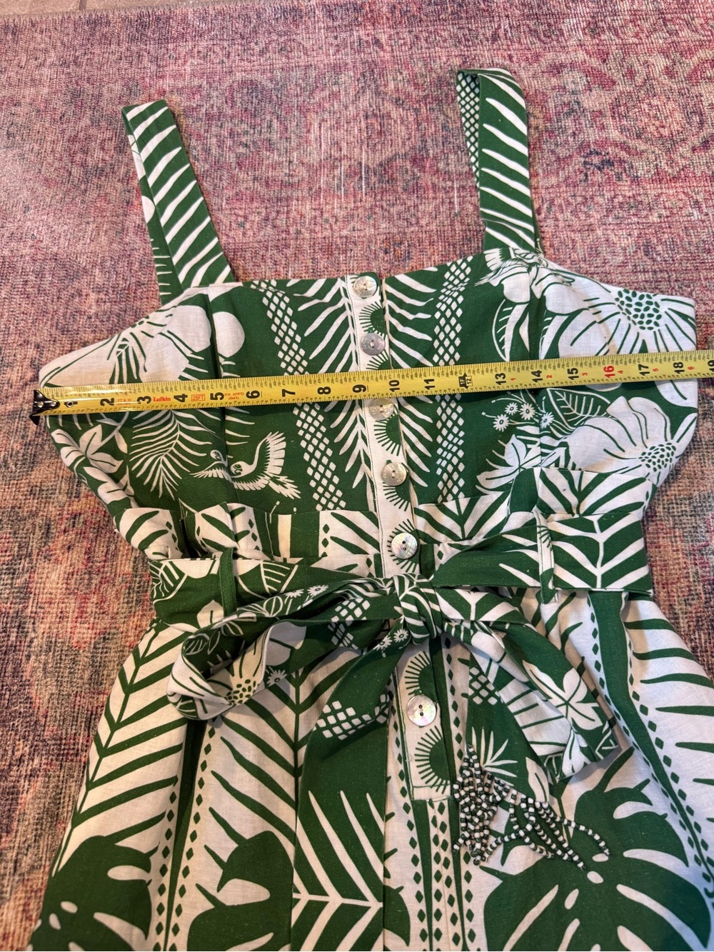 Farm Rio Macaw Elegance Green and White Romper XL Good condition - Picture 10 of 11